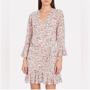 EUC Veronica Beard Sean Dress Silk Floral pink white sz 4 feminine flirty spring